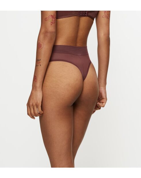 String Tempting Sheer String met hoge taille, decadente chocolade