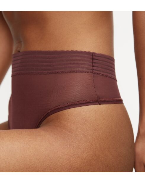 String Tempting Sheer String met hoge taille, decadente chocolade
