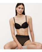 Tentadora tanga negra transparente de cintura alta