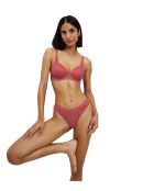 Tanga Aura Spotlight T de talle alto, color fresa, pernera alta