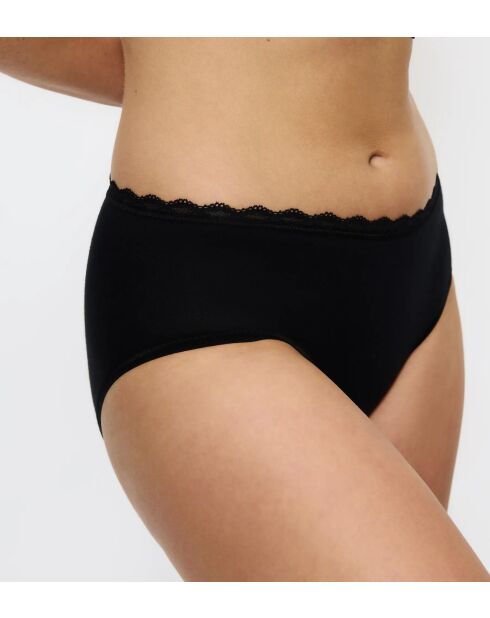 Set de 2 calzoncillos negros de cintura alta Feel Of Cotton Midi 2P