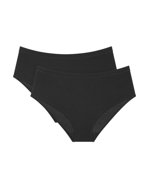 Sense of Modal Midi 2P zwarte slips met hoge taille, set van 2