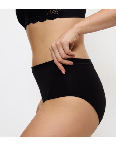 Sense of Modal Midi 2P zwarte slips met hoge taille, set van 2