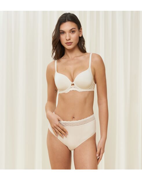 Feel of Modal Midi 3P crèmekleurige slips met hoge taille, set van 3