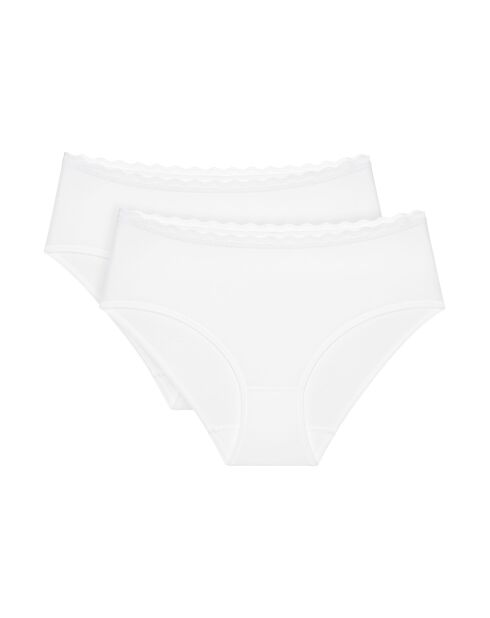 2-pack Feel Of Cotton Midi 2P witte slips met hoge taille
