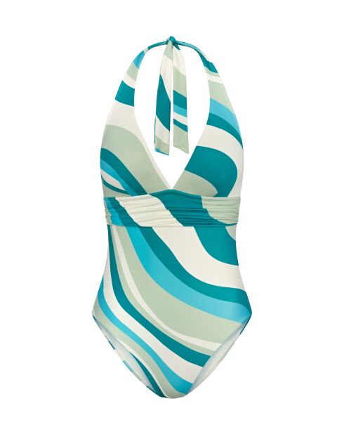 Summer Mix & Match OP Plunge pt blauw badpak met voorgevormde cups