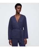 Top Cozy Comfort Robe Top Quilted bleu foncé