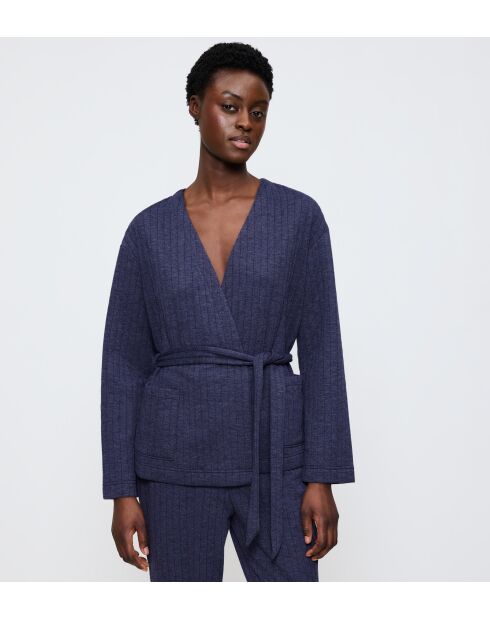 Top Cozy Comfort Robe Top Quilted bleu foncé