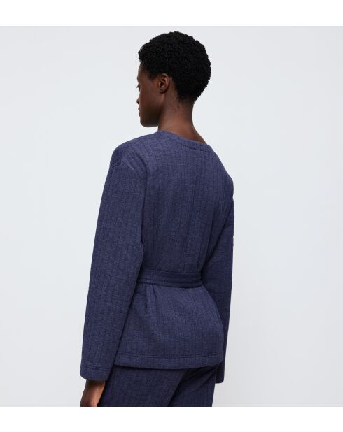 Top Cozy Comfort Robe Top Quilted bleu foncé