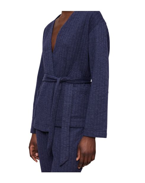 Top Cozy Comfort Robe Top Quilted bleu foncé