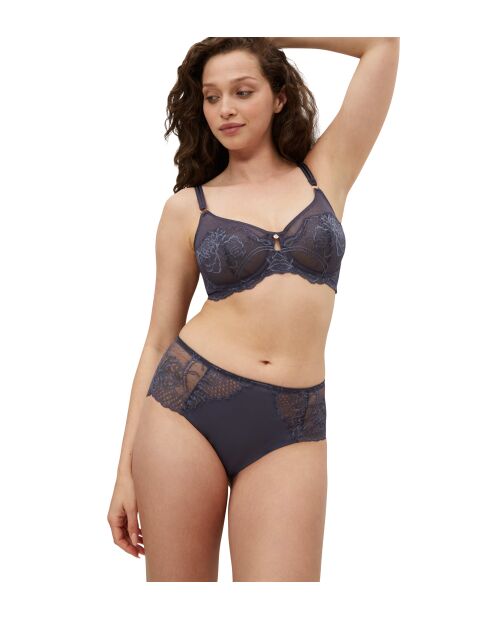 Wild Peony Floral W01 Pallant grijze minimizer-bh met beugel