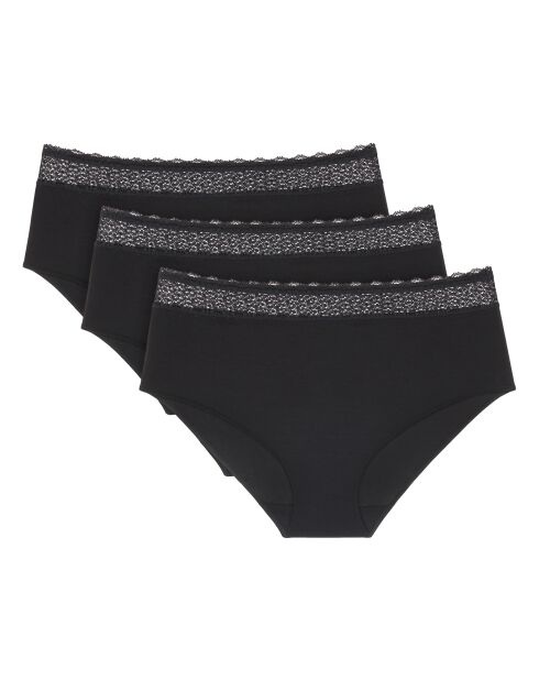3-pack Feel of Modal Midi 3P zwarte slips met hoge taille