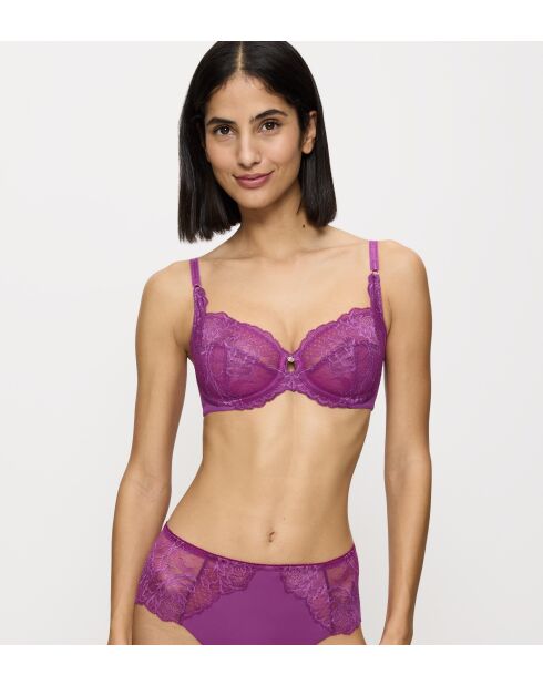 Wild Peony Floral W paarse bh met beugel