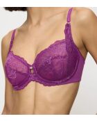 Wild Peony Floral W paarse bh met beugel