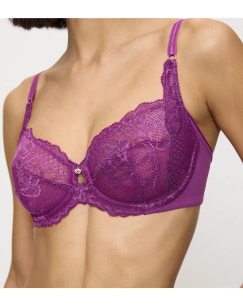 Wild Peony Floral W paarse bh met beugel