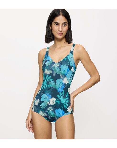 Badpak met voorgevormde cups Summer Fleur OP donkerturkoois