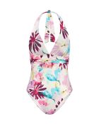 Costume da bagno Summer Fleur OP Plunge rosa scuro con coppe imbottite