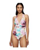 Costume da bagno Summer Fleur OP Plunge rosa scuro con coppe imbottite