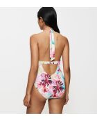Costume da bagno Summer Fleur OP Plunge rosa scuro con coppe imbottite