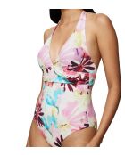 Costume da bagno Summer Fleur OP Plunge rosa scuro con coppe imbottite