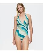 Summer Mix & Match OP Plunge PT blauer Badeanzug mit gepolsterten Körbchen