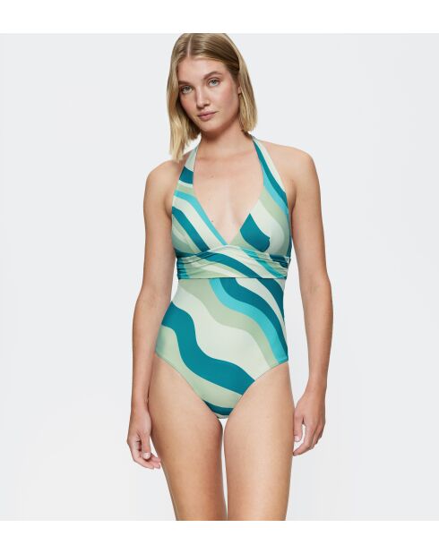Summer Mix & Match OP Plunge pt blauw badpak met voorgevormde cups