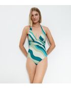 Summer Mix & Match OP Plunge PT blauer Badeanzug mit gepolsterten Körbchen