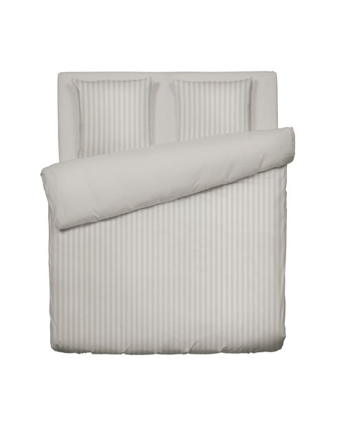 Dekbedovertrekset katoen satijn geweven streep Dobby stripe woven taupe