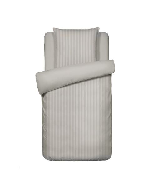 Dekbedovertrekset katoen satijn geweven streep Dobby stripe woven taupe