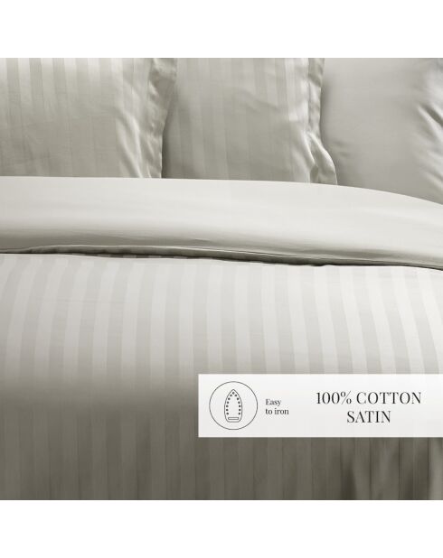 Dekbedovertrekset katoen satijn geweven streep Dobby stripe woven taupe