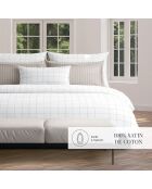 Wit/taupe dekbedset van geruite katoensatijn