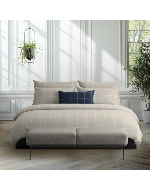 Bettbezug-Set Amélia aus Baumwollsatin in Taupe