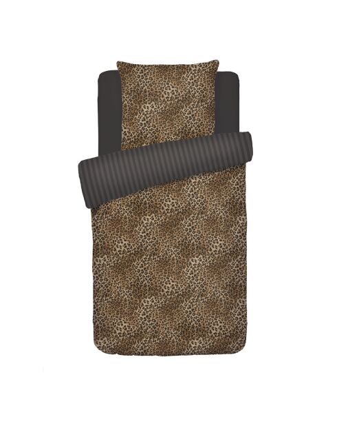 Juego de funda de edredón de satén de algodón felino de color marrón Fantasy