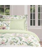 Bettbezug-Set aus Baumwollsatin mit grünen Waldblumen