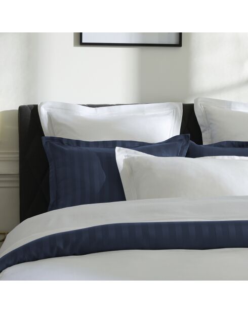Parure housse de couette satin de coton Paris blanche