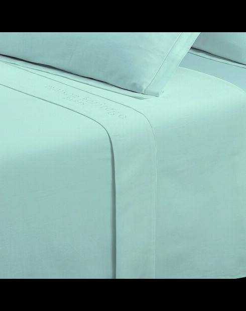Drap plat satin de coton uni vert 01