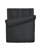 Parure housse de couette satin de coton rayure tissé Dobby stripe woven noire