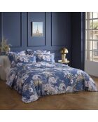 Blauwe dekbedovertrekset van katoensatijn Hortensia