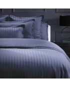 Dobby Stripe Bettbezug-Set aus gewebtem Baumwollsatin, gewebt, gestreift, dunkelblau
