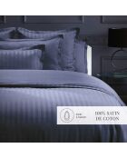 Dobby Stripe Bettbezug-Set aus gewebtem Baumwollsatin, gewebt, gestreift, dunkelblau