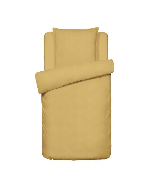 Parure housse de couette gaze de coton Uni jaune 04