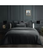 Parure housse de couette satin de coton rayure tissé Dobby stripe woven noires