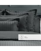 Parure housse de couette satin de coton rayure tissé Dobby stripe woven noires
