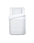 Parure housse de couette bébé satin de coton rayure tissé Dobby stripe woven blanche