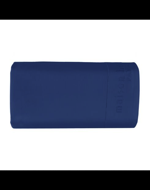 Sábana encimera de satén de algodón azul liso 06