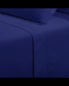 Einfarbiges blaues Bettlaken aus Baumwollsatin 06