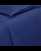 Einfarbiges blaues Bettlaken aus Baumwollsatin 06