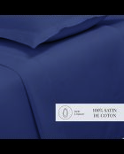 Einfarbiges blaues Bettlaken aus Baumwollsatin 06