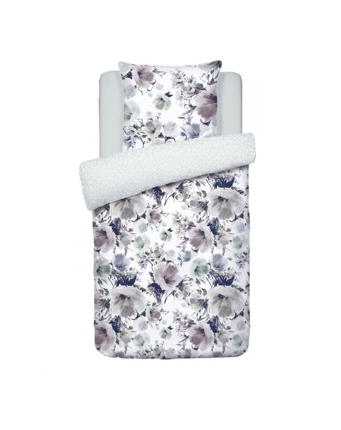 Set copripiumino in raso di cotone bianco Erodium