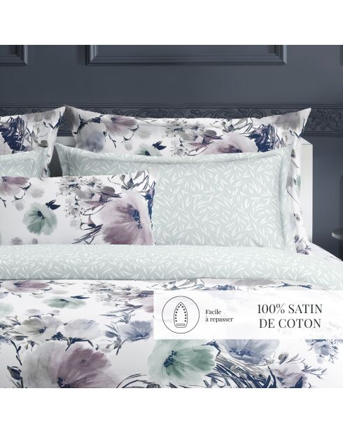 Set copripiumino in raso di cotone bianco Erodium